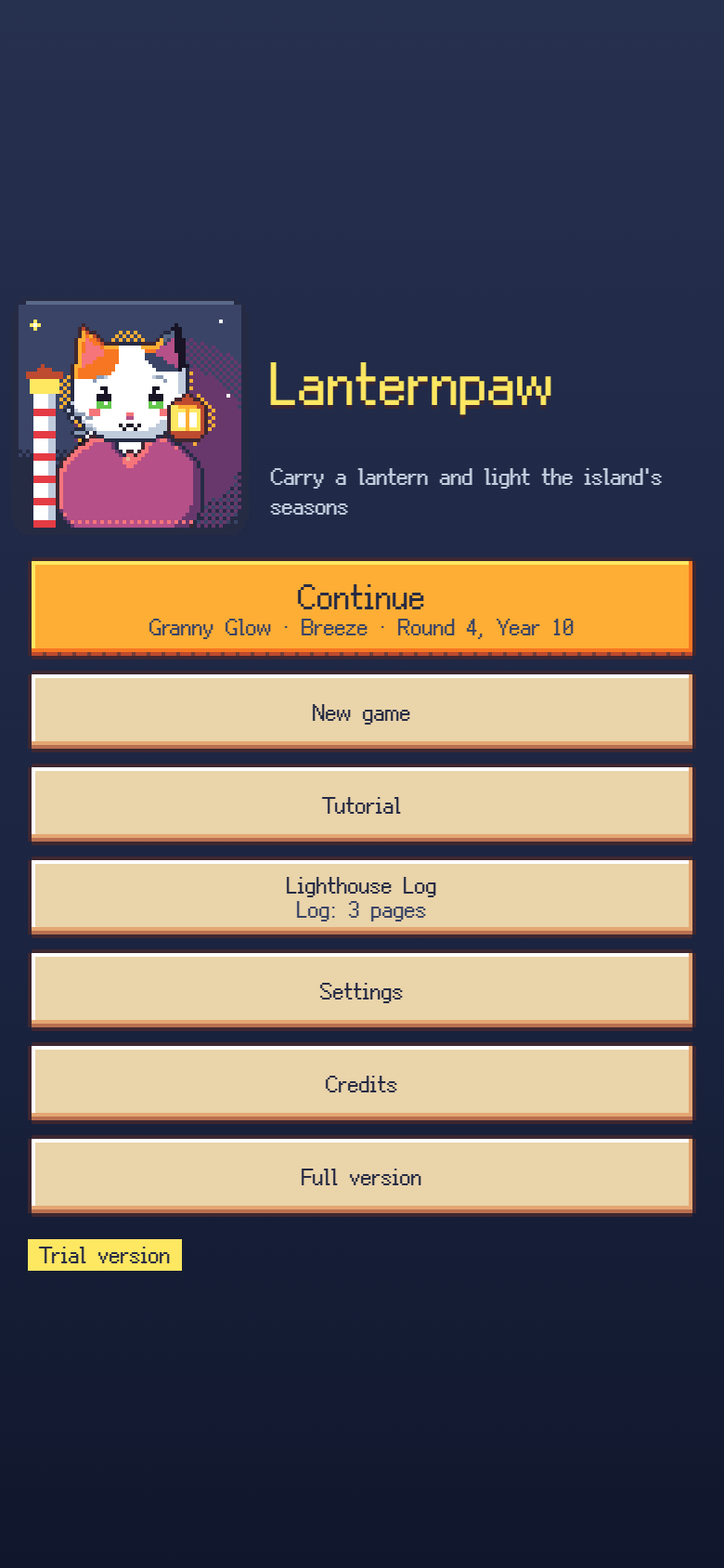 Title screen: Granny Glow with her lantern